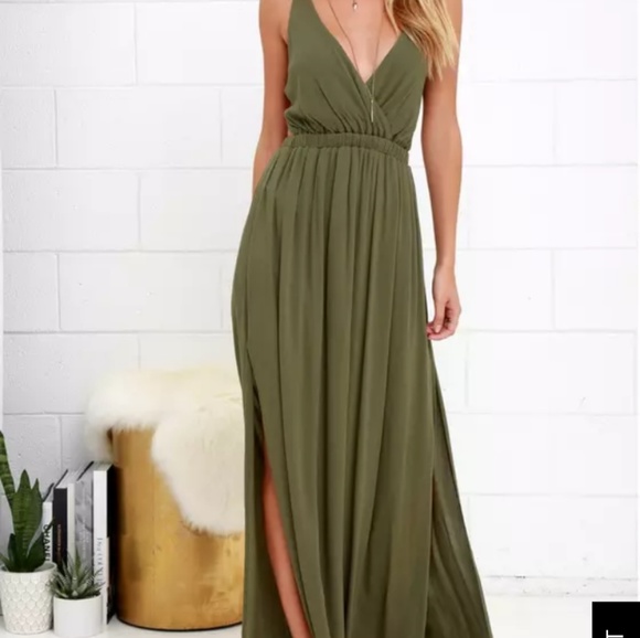 Lulus Dresses & Skirts - Lulu's Lost in Paradise Olive Green Maxi Dress